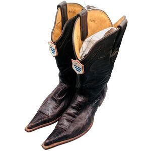 VTG Wild West Ostrich Boots Burgundy Men's SZ 10.5 Wide EE